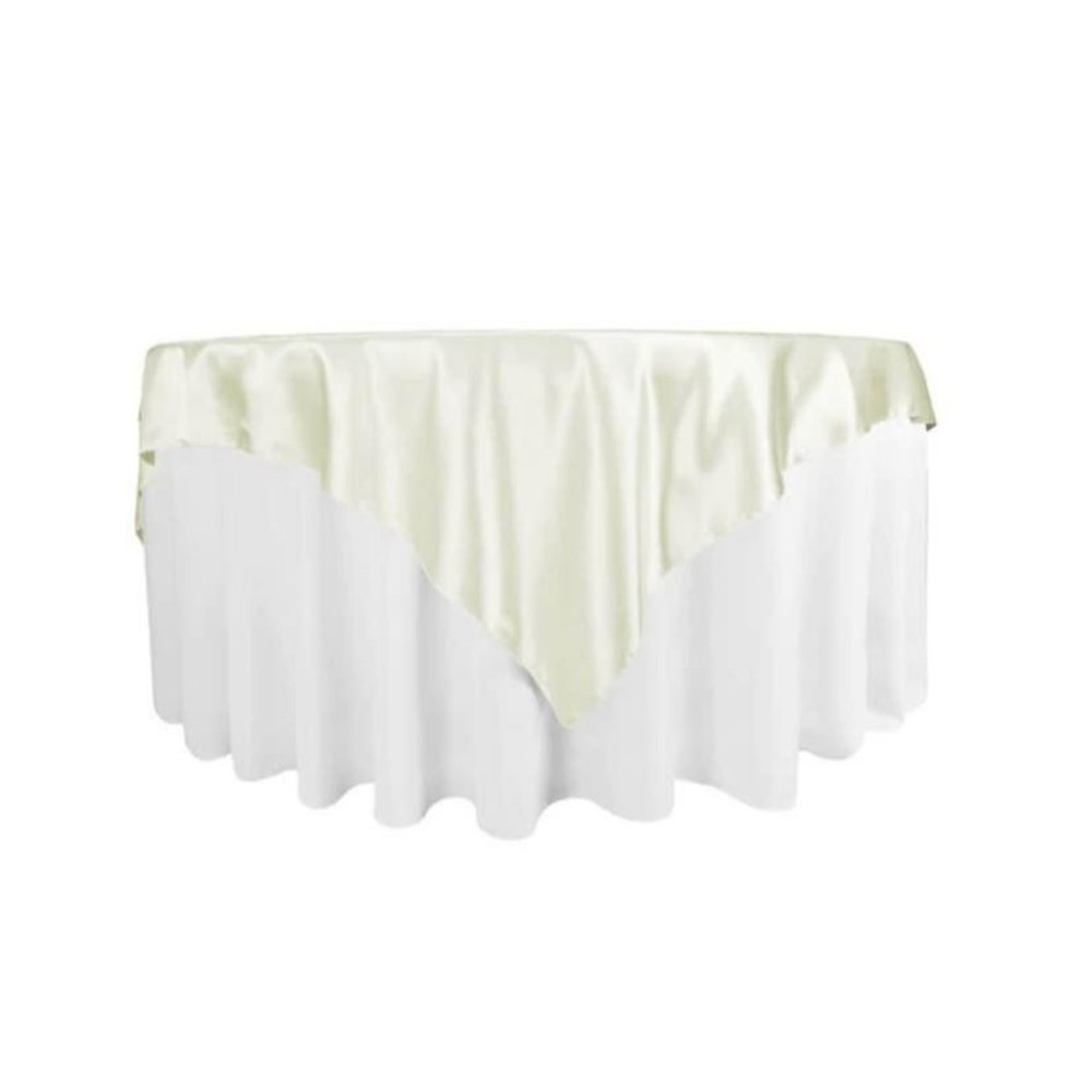 Ivory  Square 72" Satin Table Overlay Wedding Dining Tablecloth - New